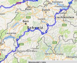 Durch die Schweiz von Ost nach West.