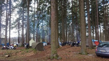 Brennholz wurde per Gitterbox vom Trecker angeliefert